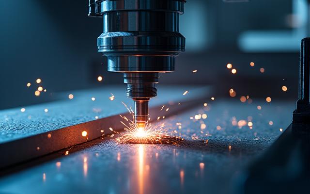 Machine CNC opérant sur une pièce métallique de précision